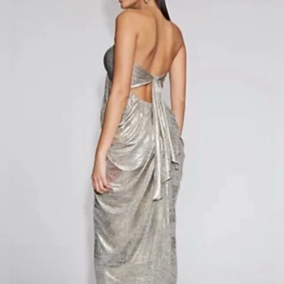 NWT NY&C Gabrielle Union Shimmery Gold Draped Women's Dress - Large - $130 - Picture 3 of 5
